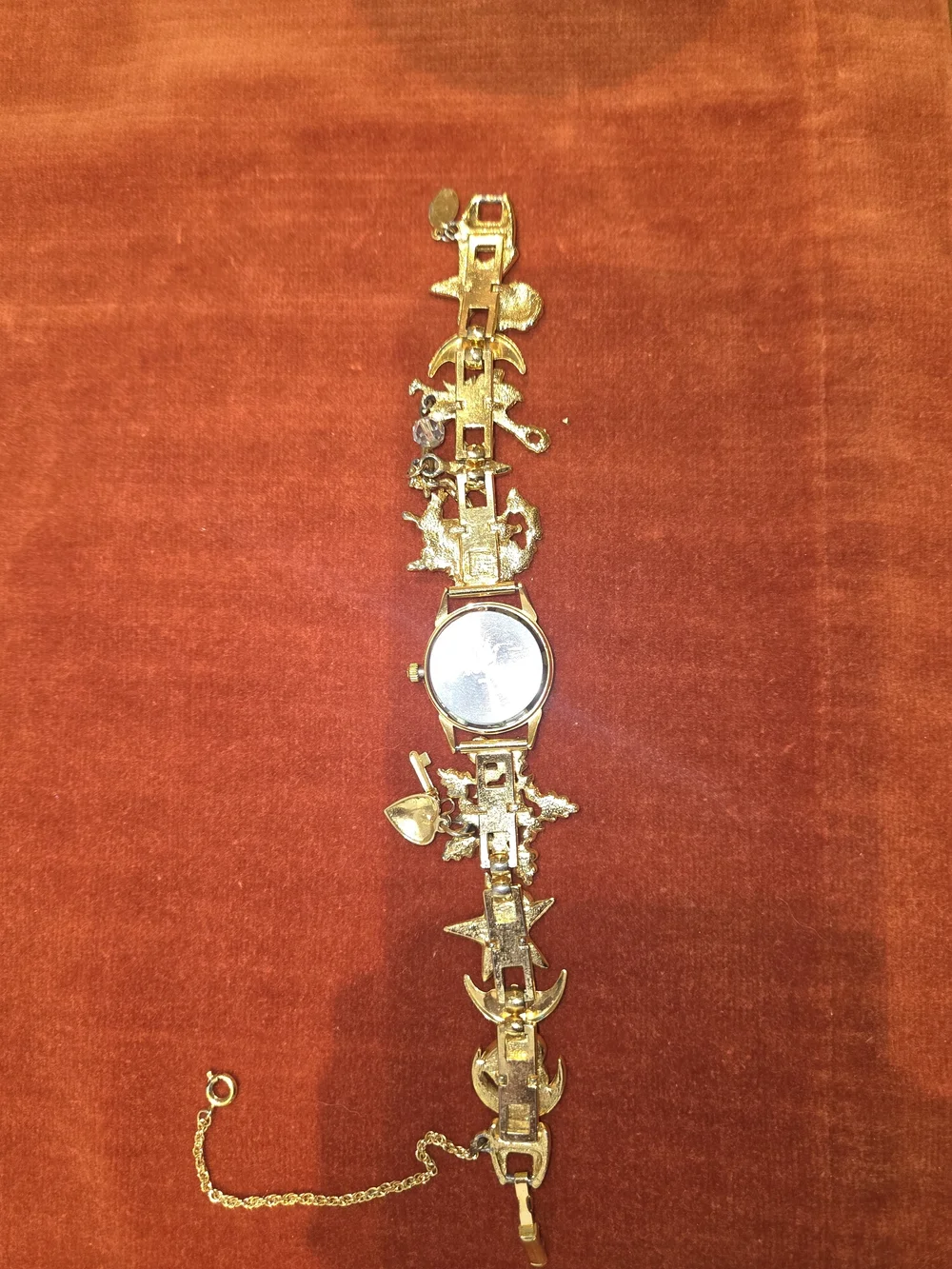 NWB VTG Kirks Folly Sun Stars Moon Fairy Gold-Tone Charm Bracelet Watch